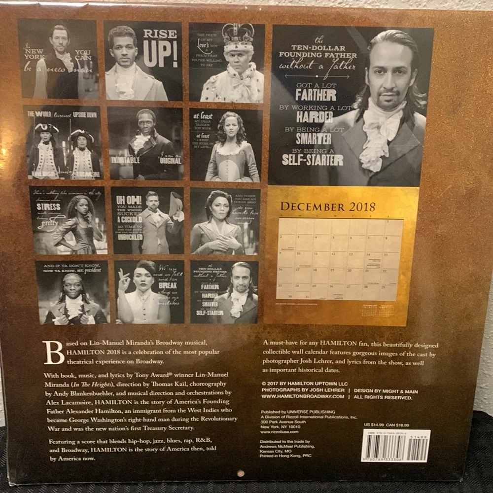 Hamilton Vintage 2018 Wall Calendar New in Package Sealed